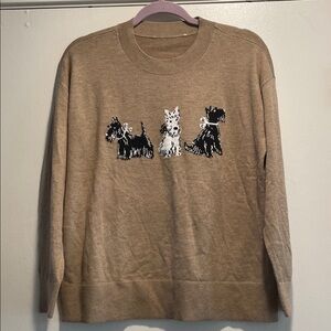 Ann Taylor Camel HeatherThree Scottie Dogs Crew Sweater